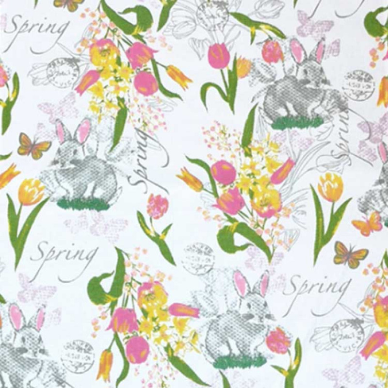 Set of 3 Beautiful Spring Rabbit Design LARGE SIZE Highly Absorbent Multi Purpose Kitchen Towel Tea Towels 70cm by 45cm Hanging Loop